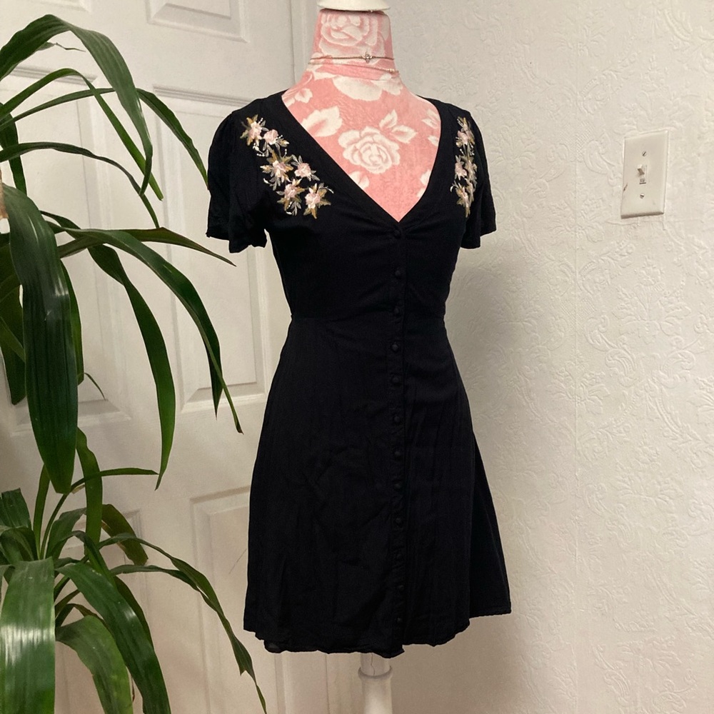 A&F Embroidered Mini Shirt Dress